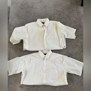 Men’s lot of 2 stafford white button up shirts short sleeve size 17.5 Oxford